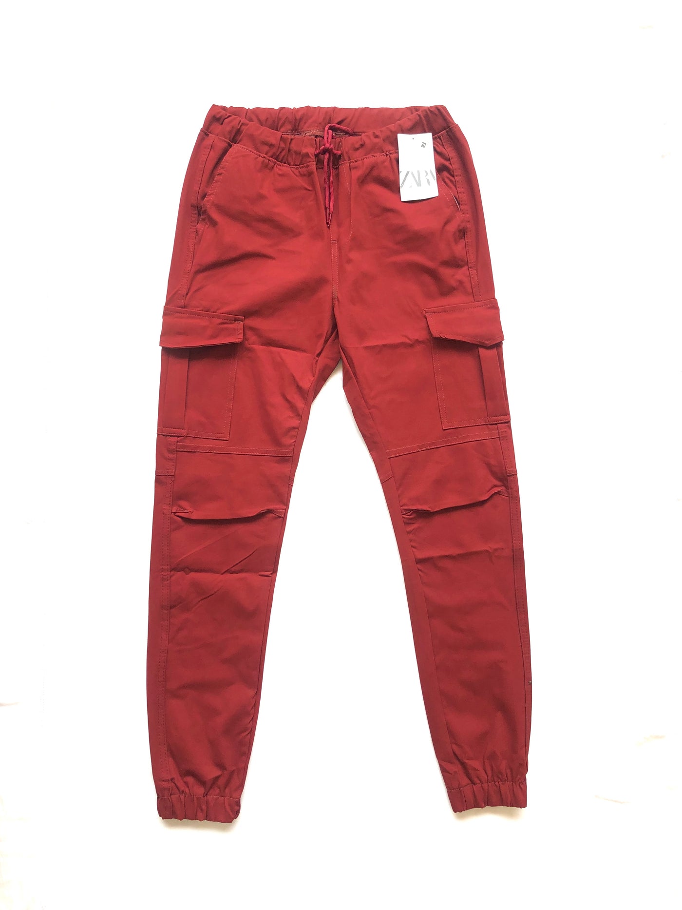 Red 6 Pocket Cotton Cargo Trouser