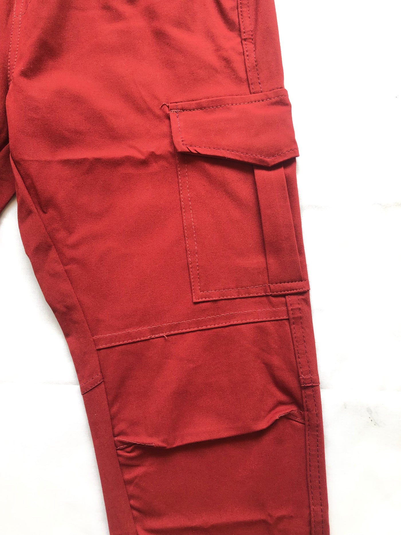 Red 6 Pocket Cotton Cargo Trouser