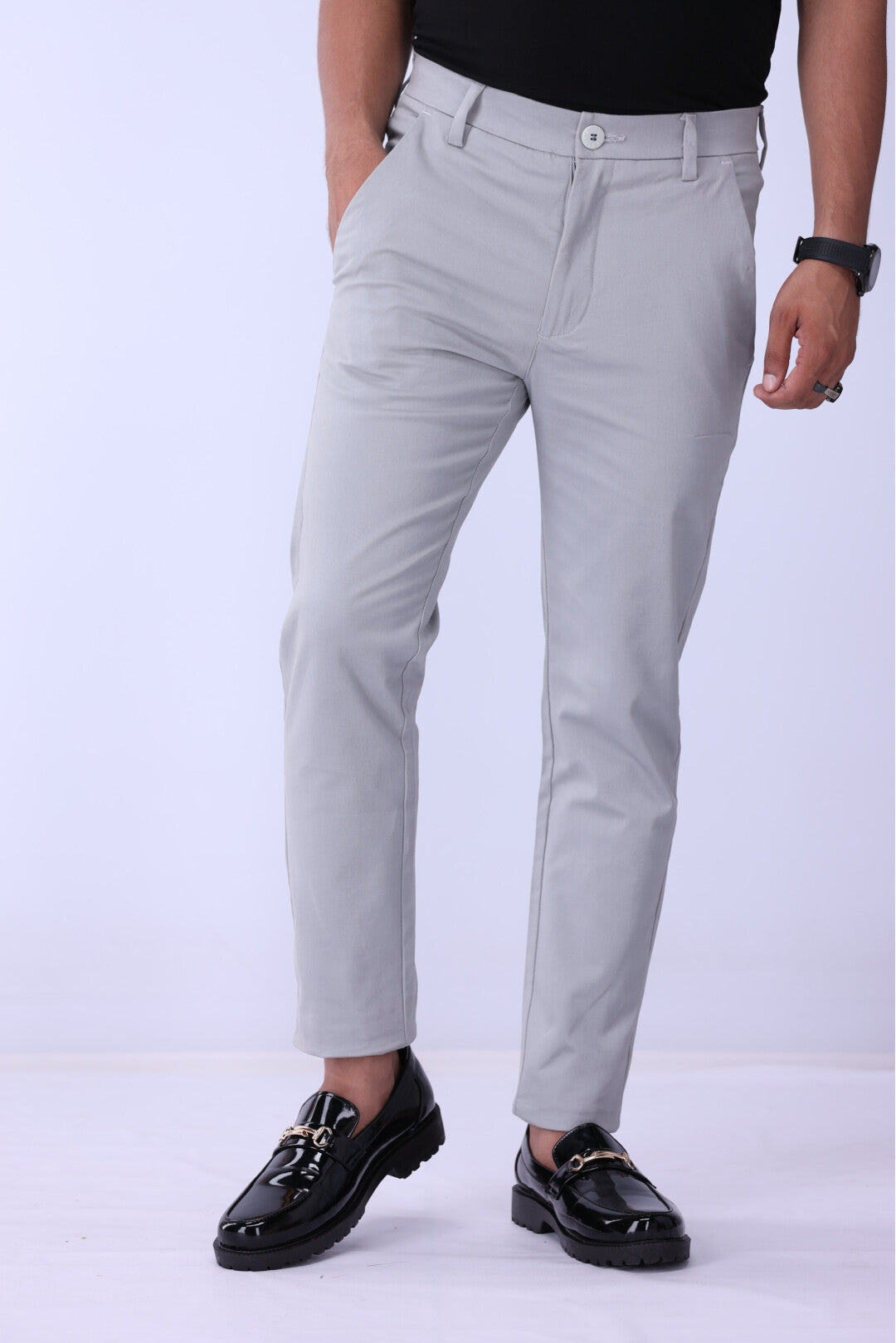 Light Grey Cotton Chinos Pant