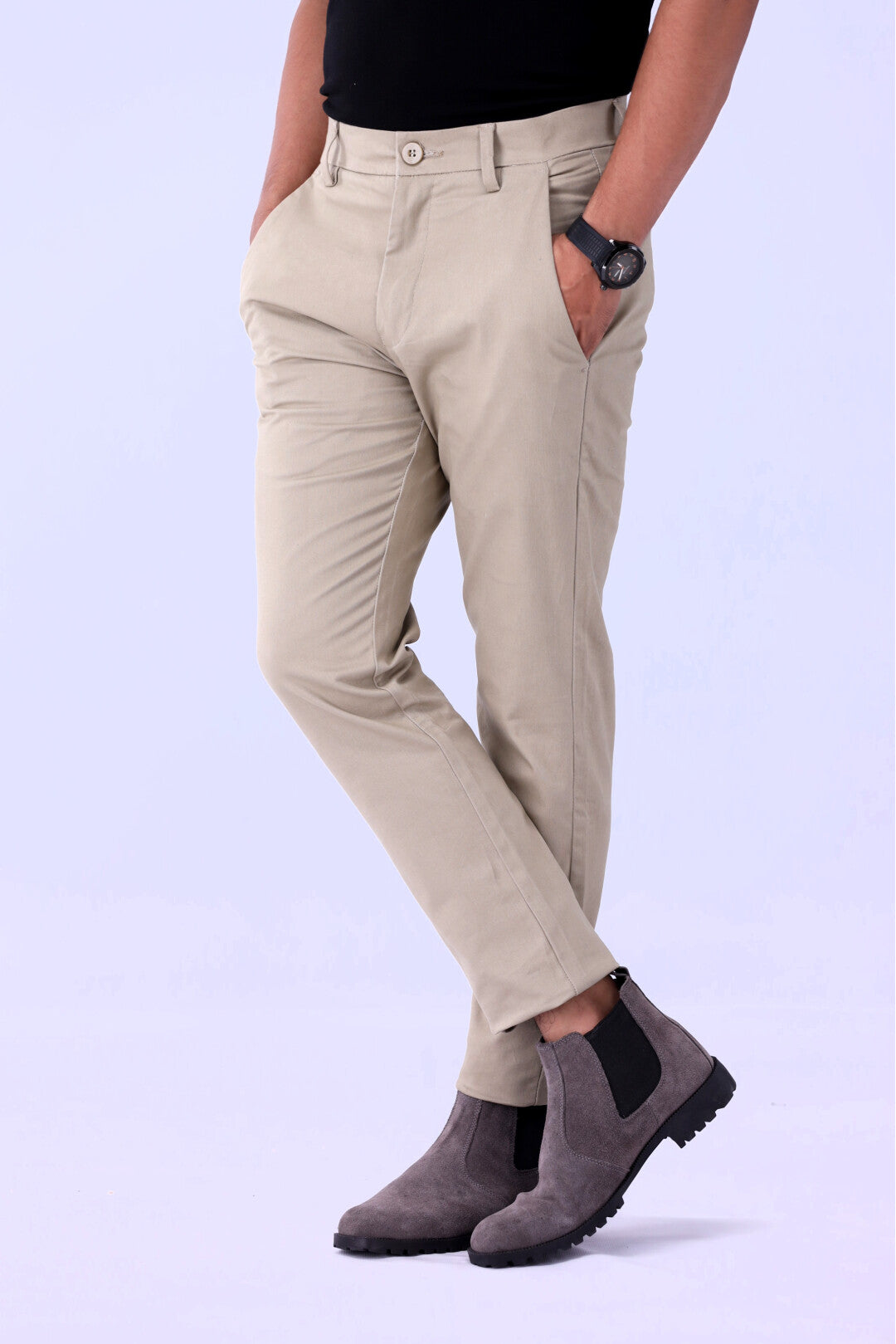 Light Beige Cotton Chinos Pant