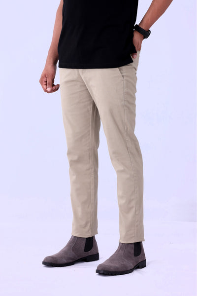 Light Beige Cotton Chinos Pant