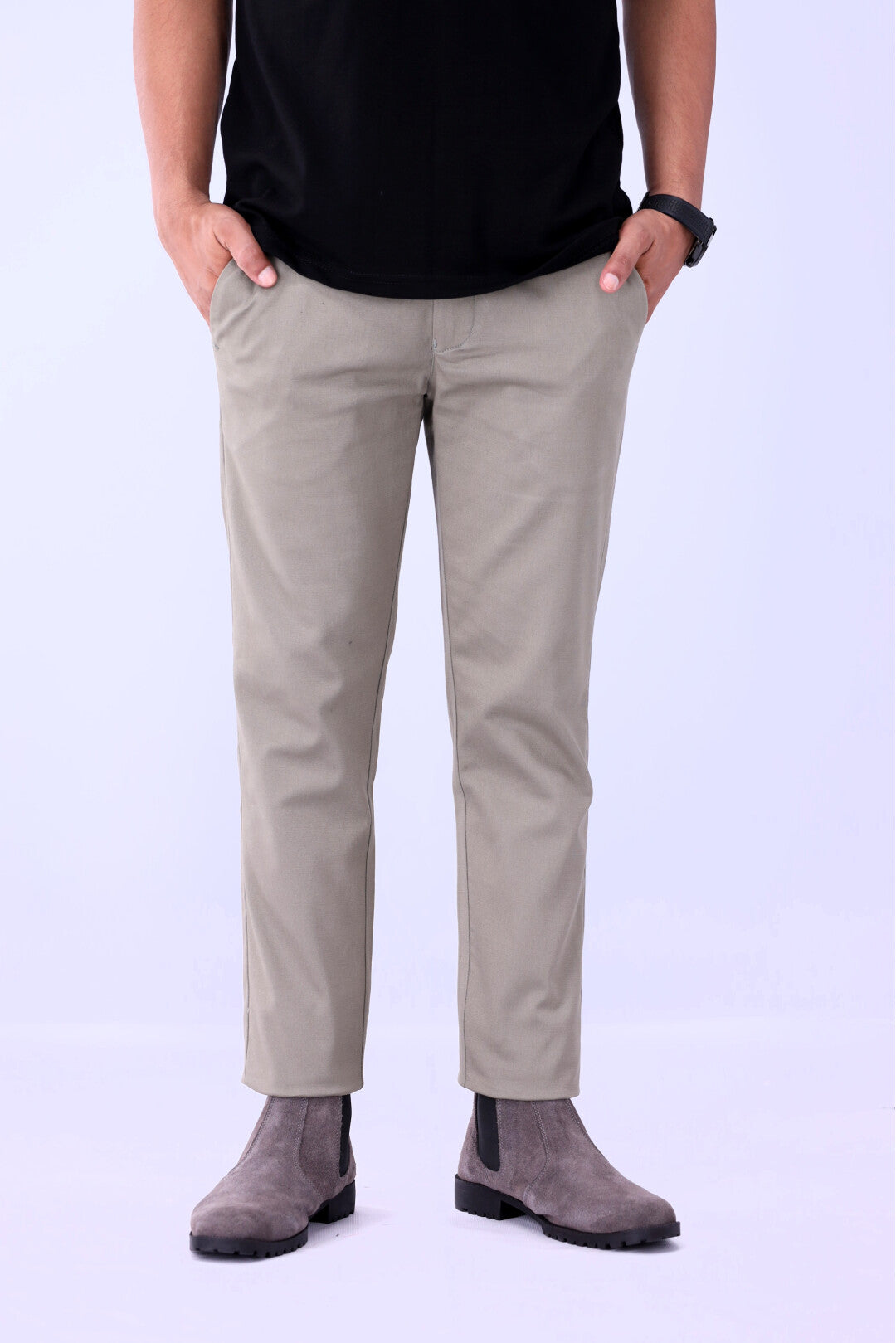 Medium Khaki Cotton Chinos Pant