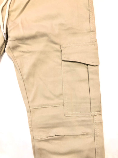 Beige Men Cotton Cargo Trouser