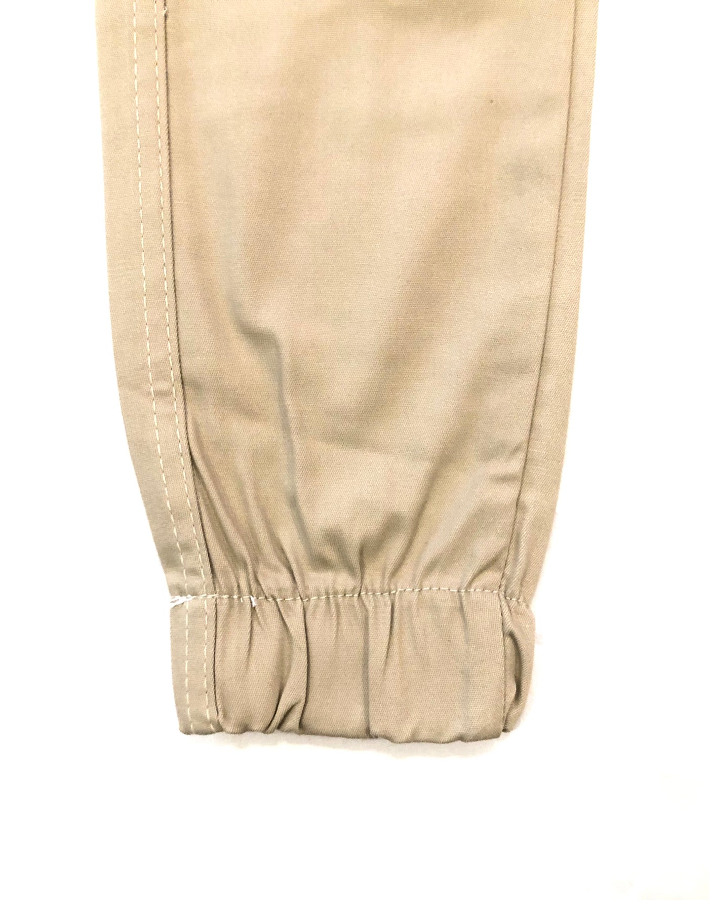 Beige Men Cotton Cargo Trouser