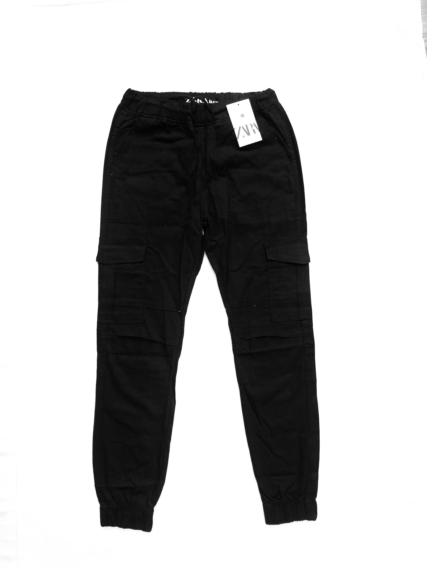 Jet Black Men Cotton Cargo Trouser