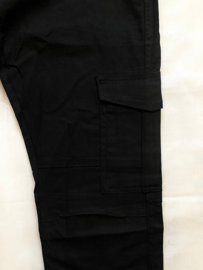 Jet Black Men Cotton Cargo Trouser